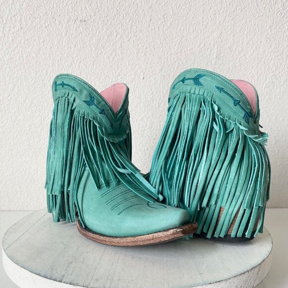 Junk Gypsy SPITFIRE Lane Boots 5  Womens Cowboy Bootie Turquoise Cowgirl Western - Picture 1 of 10